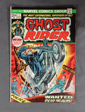 A comic book cover with a motorcycle and rider.
