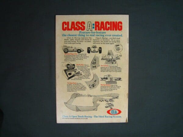 Vintage Marvel Spotlight #6 class a racing toy advertisement poster on a dark background.