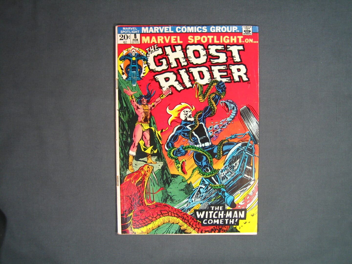 A Marvel Spotlight #8 comic book featuring the Ghost Rider and Witch-Woman on the cover.