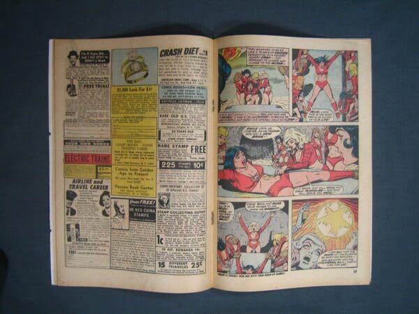 An open Marvel Spotlight #11 comic book displaying colorful pages with various stories and advertisements.