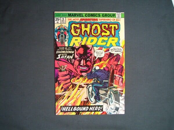 Comic book cover of Ghost Rider #9 featuring the titular character on a motorcycle with dramatic, action-packed artwork.