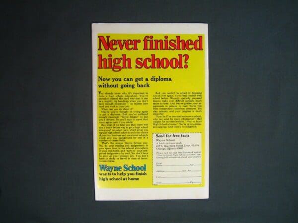 High school diploma advertisement flyer with bold "Ghost Rider #11" headline against a gray background.